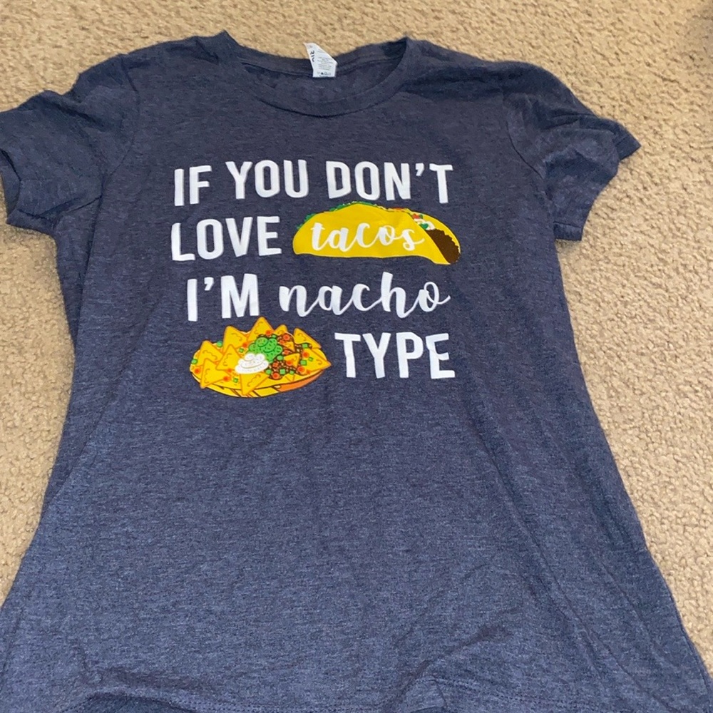 Graphic Tee with Taco and Nacho Design